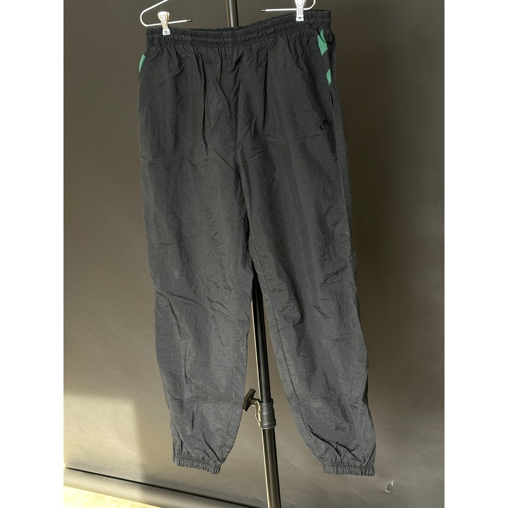Vintage Authentic 90s Nike Mens XL Warmup Pants Black Green Joggers Black Tag - Picture 3 of 9